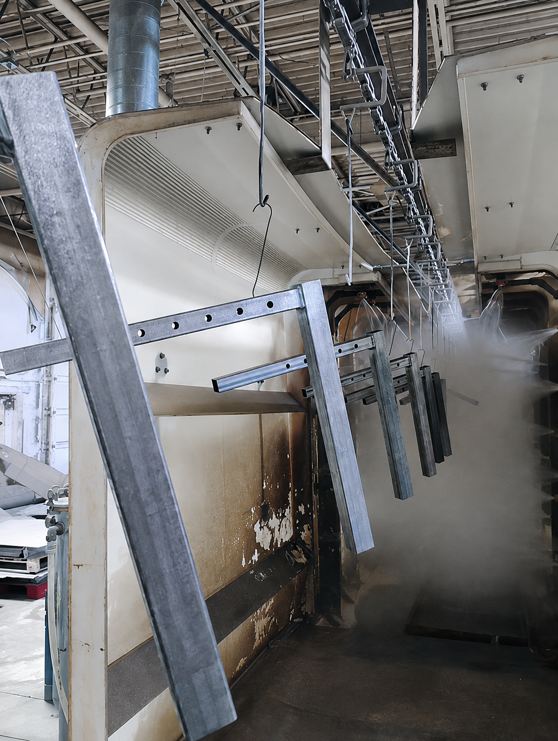GenCaddy steel components entering the powder-coating process